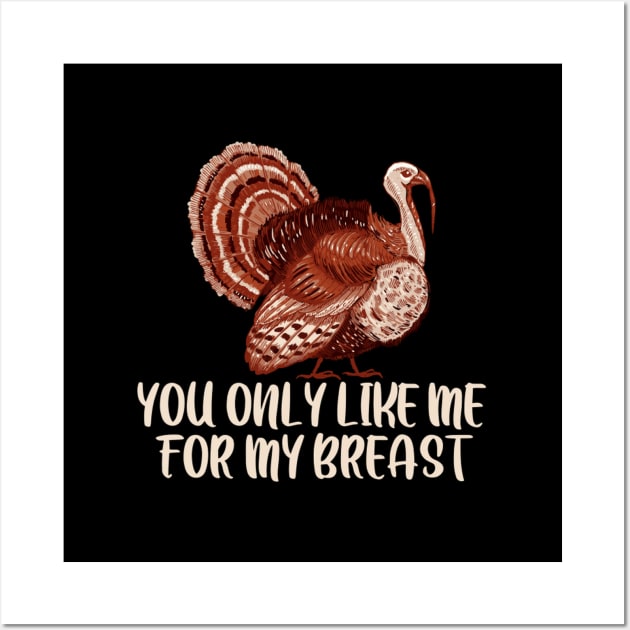 You Only Like Me For My Breasts Thanksgiving Turkey Day Wall Art by SnugFarm